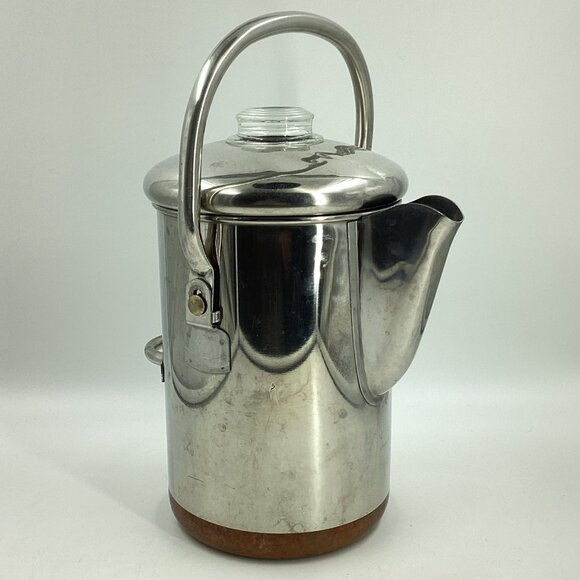 Vintage 1801 Revere Ware Copper Bottom 14-Cup Percolator Coffee Pot  1960's - Picture 1 of 16